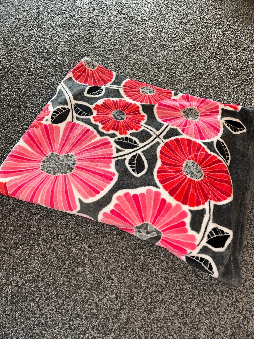 Vera Bradley Pink Coral Floral Plush Throw Blanket